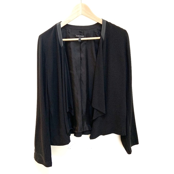 Eileen Fisher Sweaters - Eileen fisher silk and leather blazer jacket Small